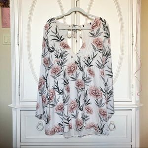 Forever 21 Boho Floral Plunging Mini Dress